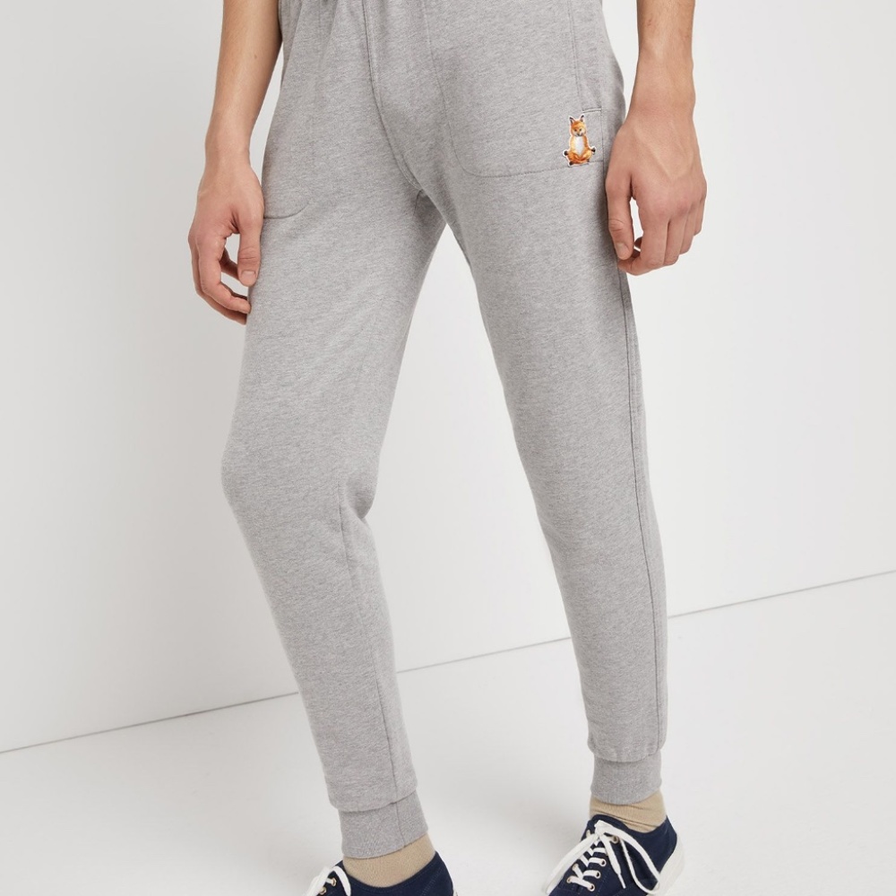 *new* Maison Kitsuné Gray Yoga Fox Mens Joggers XL - Picture 2 of 3